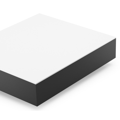 Table de basse Como rectangulaire en aluminium noir et céramique pleine Arctic White - Lg. 70 x Lrg. 80 x Haut. 20 cm