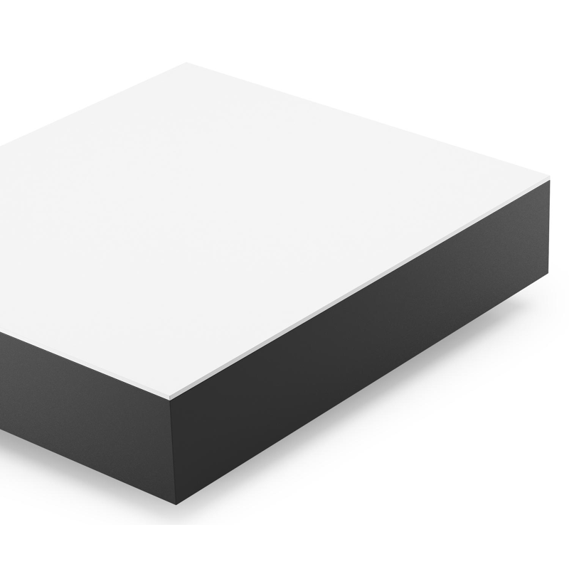 Como loungetafel rechthoekig in zwart aluminium en volkeramiek Arctic White - L 70 x B 80 x H 20 cm