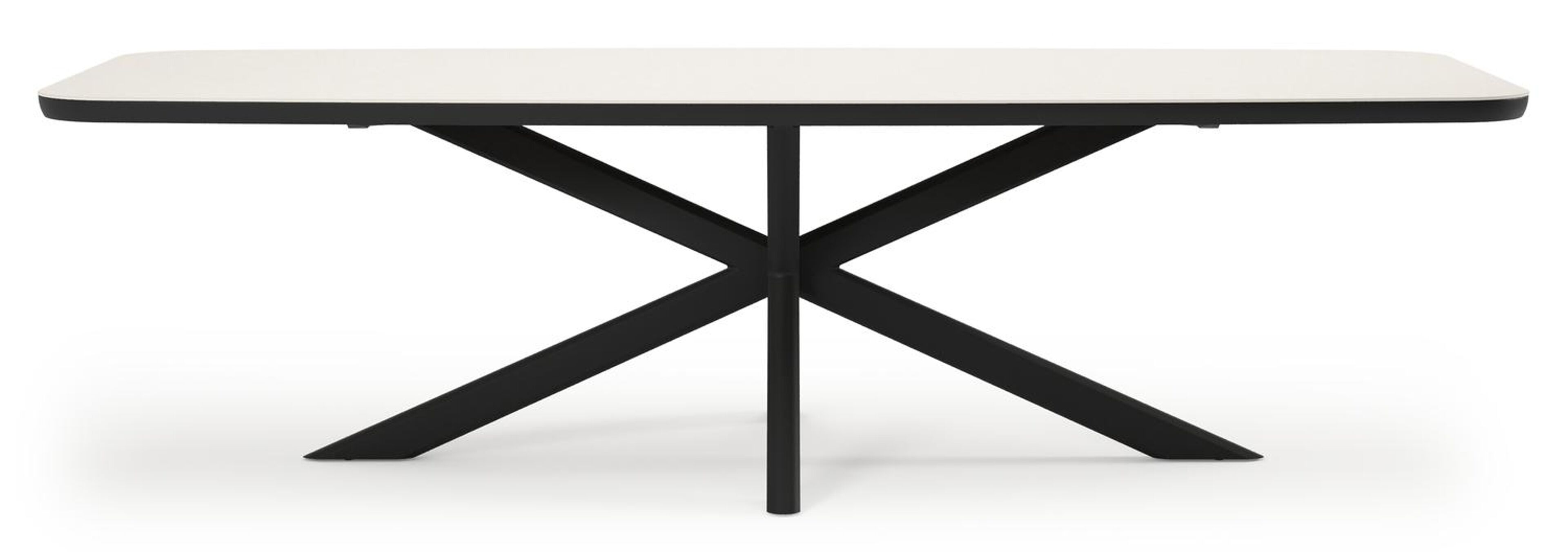 Pamplona tuinset in zwart aluminium en crema minerale sintered stone met 8 Gerona tuinstoelen