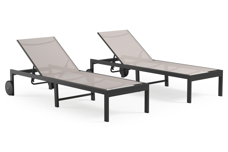 Set van 2 Siena ligbedden in zwart aluminium