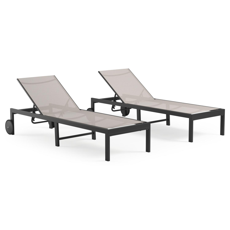 Set van 2 Alba ligbedden in zwart aluminium