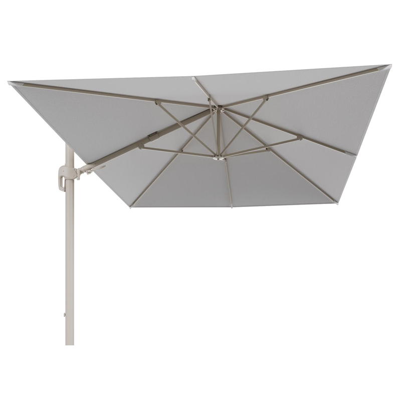 Parasol pendant Rufina avec fonction tilt en aluminium beige et toile de parasol en All Weather Solica Ego Birch  - Lg.1 400 x Lg.2 300 cm (sans pied de parasol