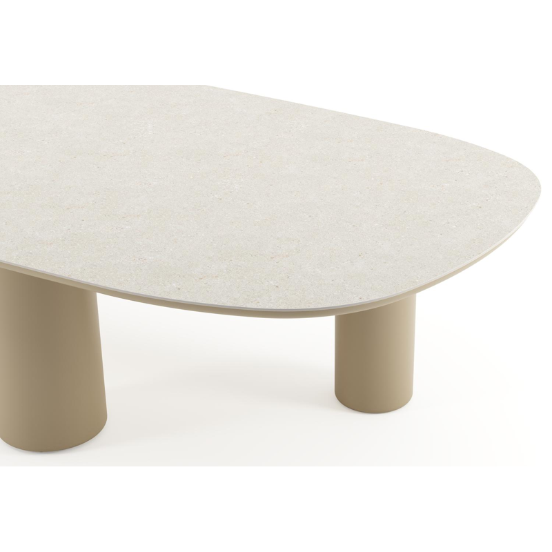 Amico tuintafel bombo xl in beige aluminium en volkeramiek Shilin - L 320 x B 148 x H 73.5 cm