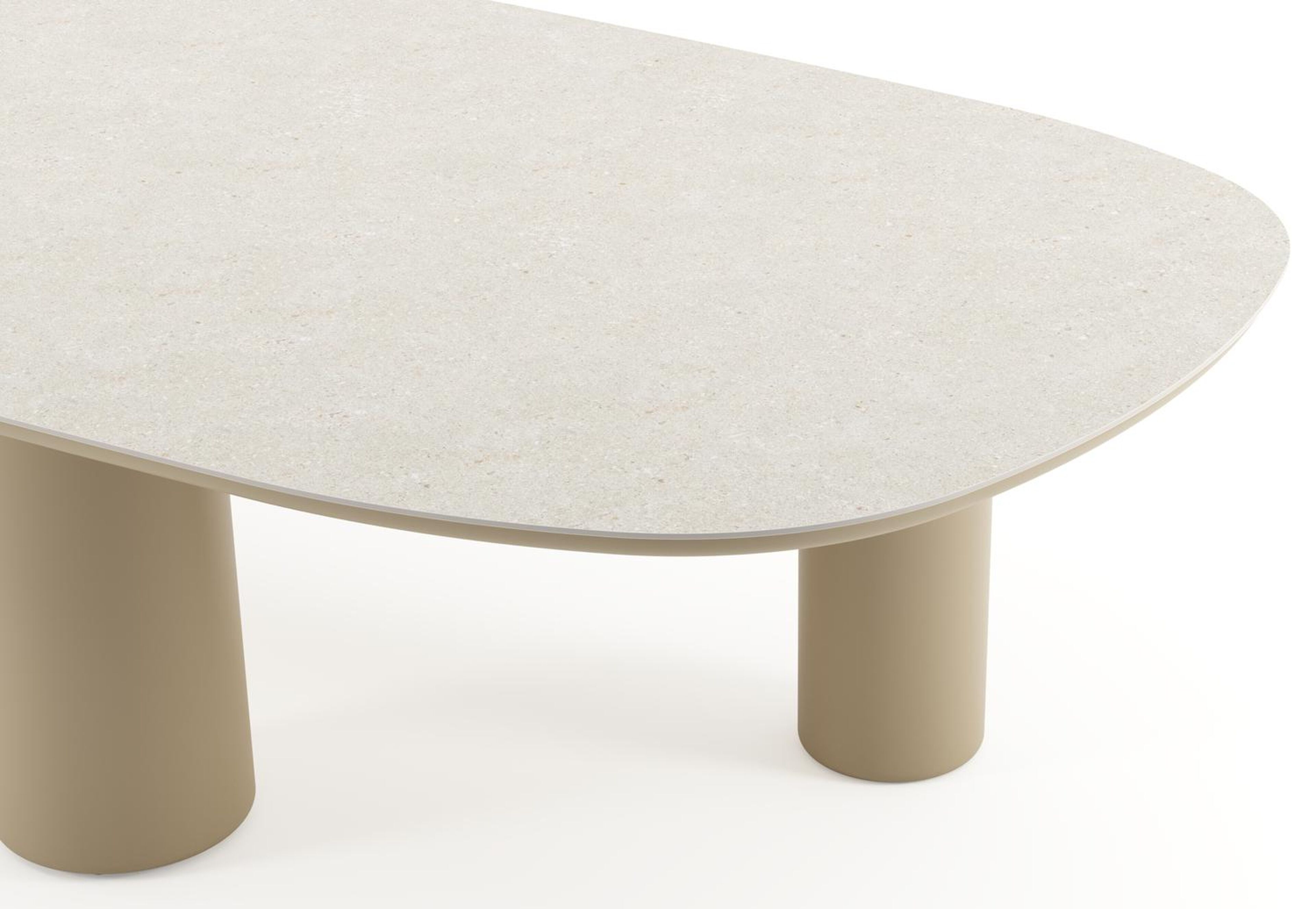 Amico tuintafel bombo xl in beige aluminium en volkeramiek Shilin - L 320 x B 148 x H 74 cm