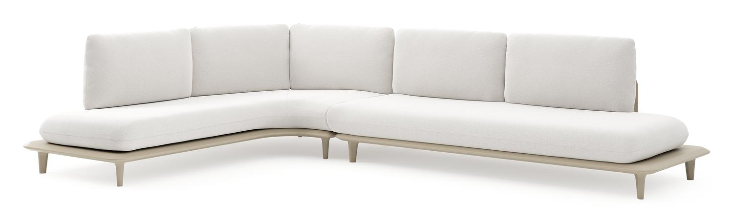 Salon de jardin d'angle Bomero en aluminium beige et coussins en all weather solica soul optik