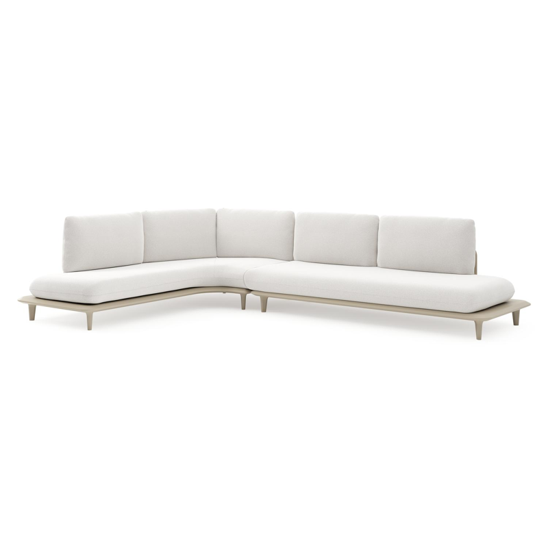 Salon de jardin d'angle Bomero en aluminium beige et coussins en all weather solica soul optik