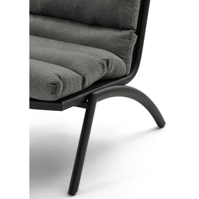 Set van 2 Siena relaxstoelen in zwart aluminium en zwart textilene met dark grey weather+ softtouch kussen 