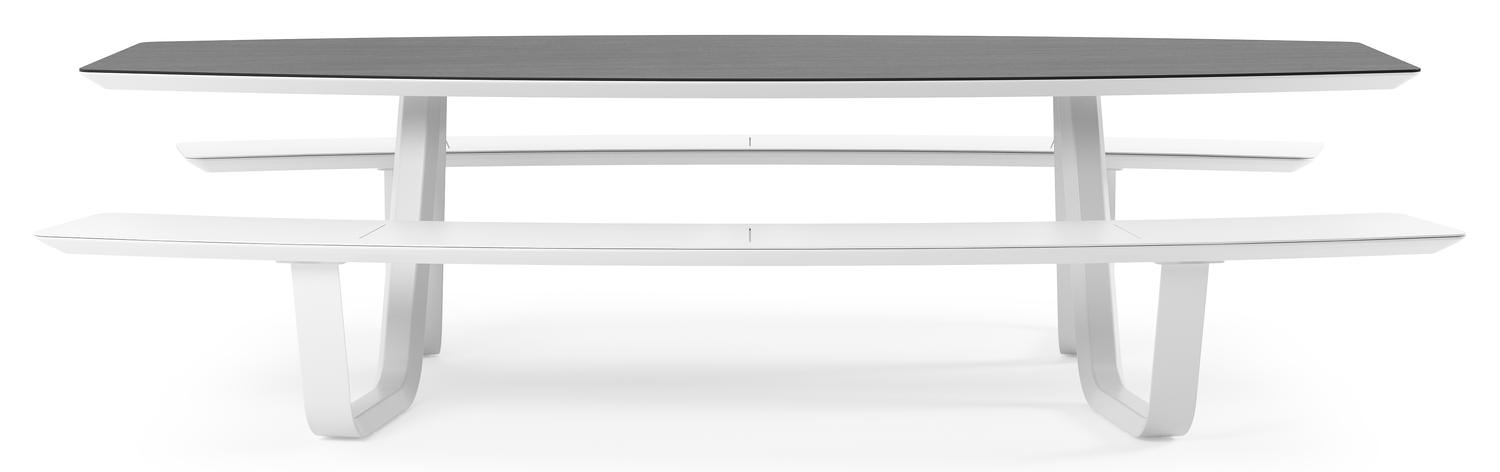 Forno picknicktafel bootvorm in wit aluminium en volkeramiek Basalt Black - L 280 x B 192 x H 72 cm