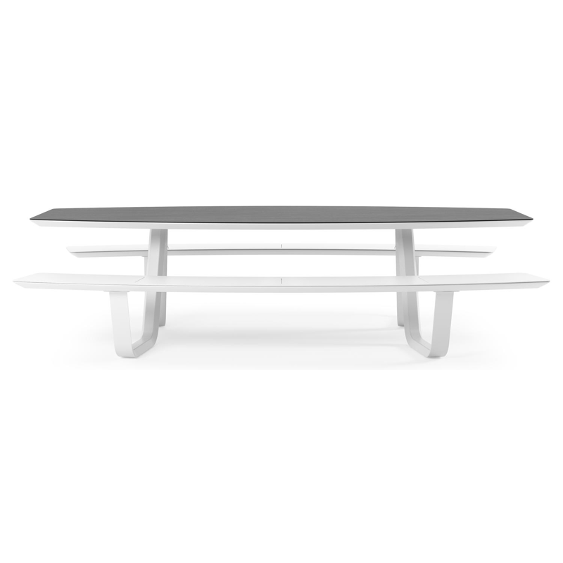 Forno picknicktafel bootvorm in wit aluminium en volkeramiek Basalt Black - L 280 x B 192 x H 72 cm