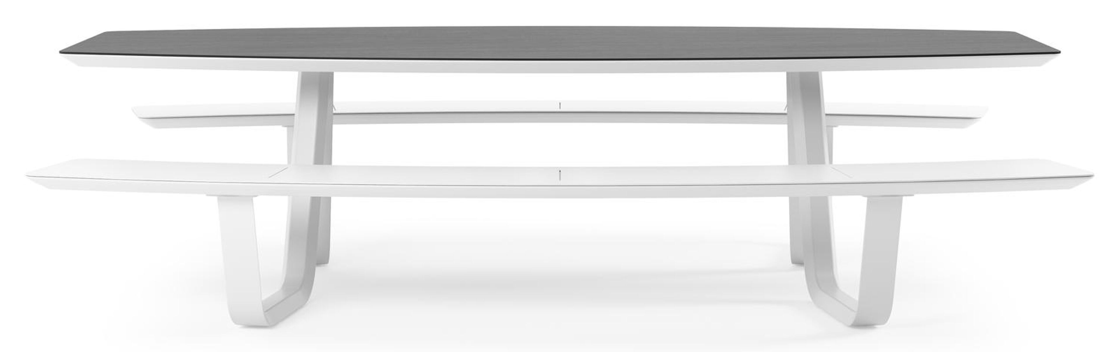 Forno picknicktafel bootvorm in wit aluminium en volkeramiek Basalt Black - L 280 x B 192 x H 72 cm