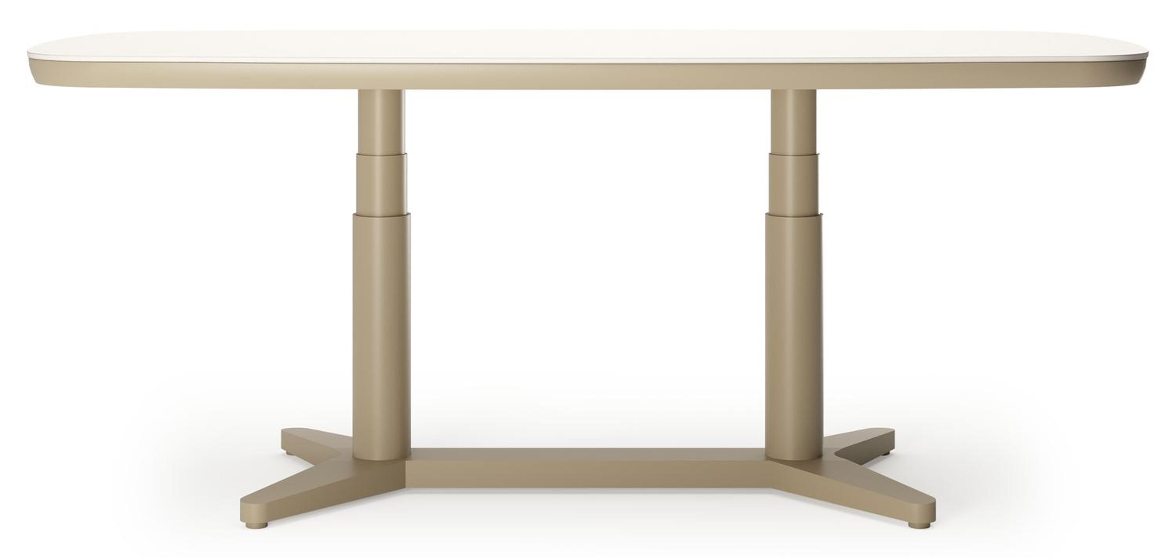 Table de jardin Tarsia forme bateau en aluminium beige et sintered stone beige - Lg. 180 x Lrg. 90 x Haut. 74.5 cm