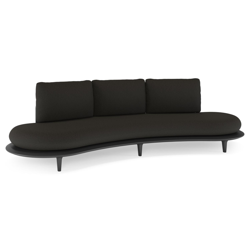 Bomero loungebank in zwart aluminium met heritage char all weather sunbrella® luxe kussen