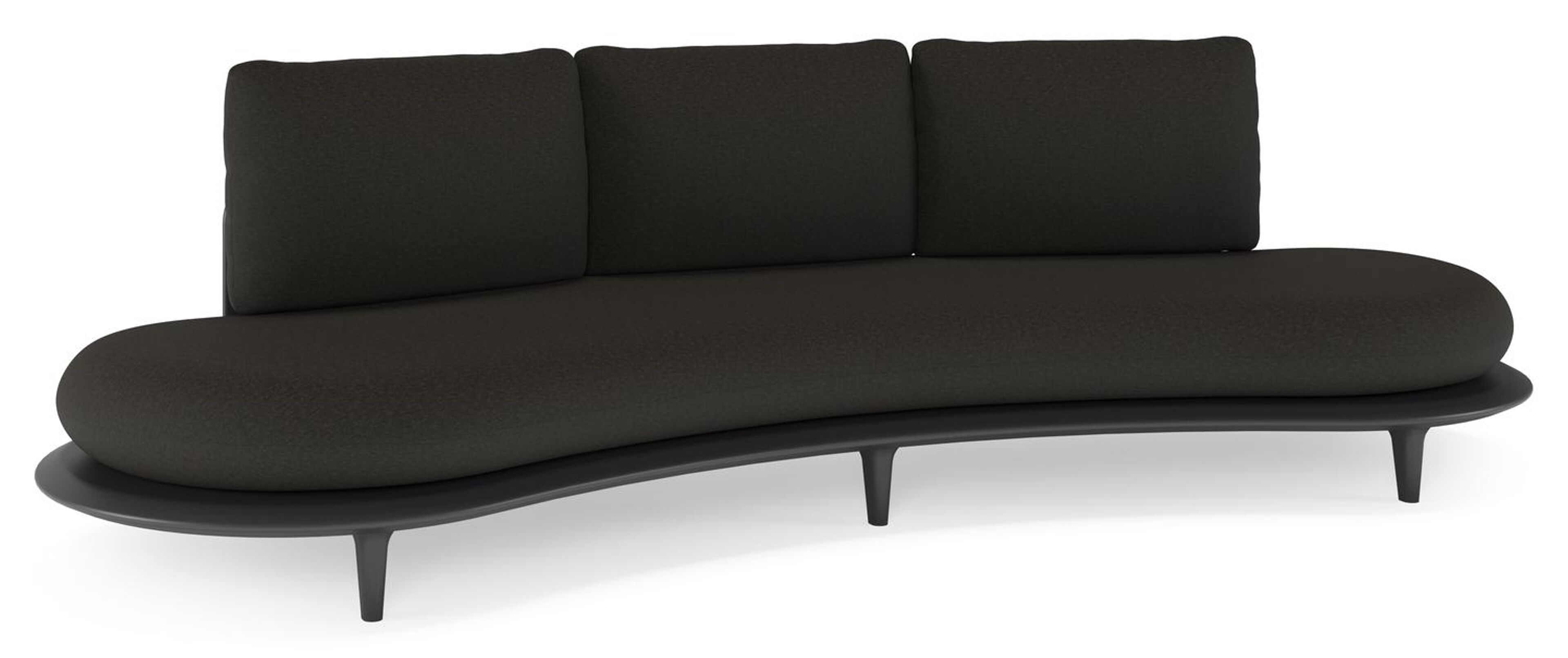 Bomero loungebank in zwart aluminium met heritage char all weather sunbrella® luxe kussen