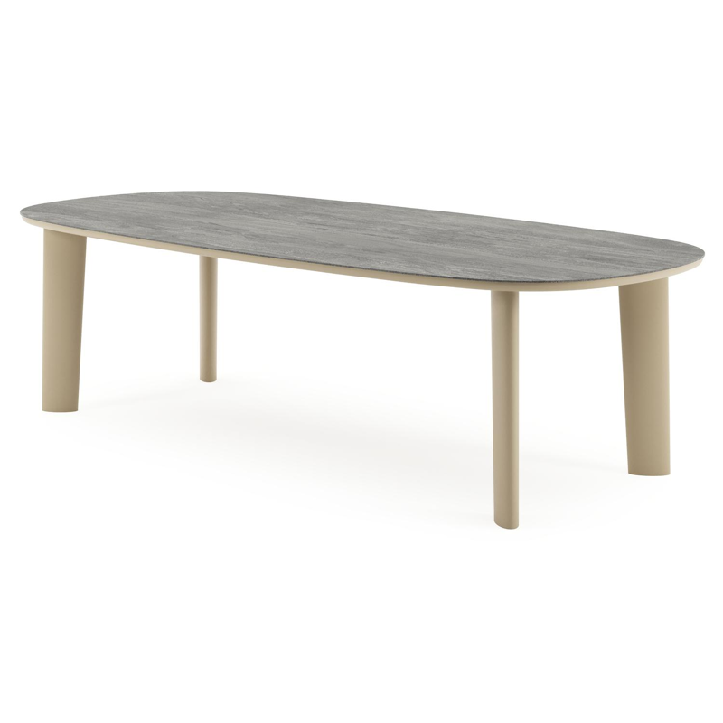 Amico tuintafel bombo in beige aluminium en volkeramiek Aspen Grey - L 270 x B 125 x H 73.5 cm