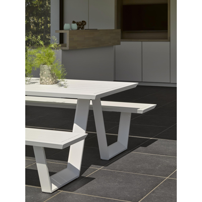 Sevilla picknicktafel in wit aluminium - L 280 x B 175,5 x H 71 cm
