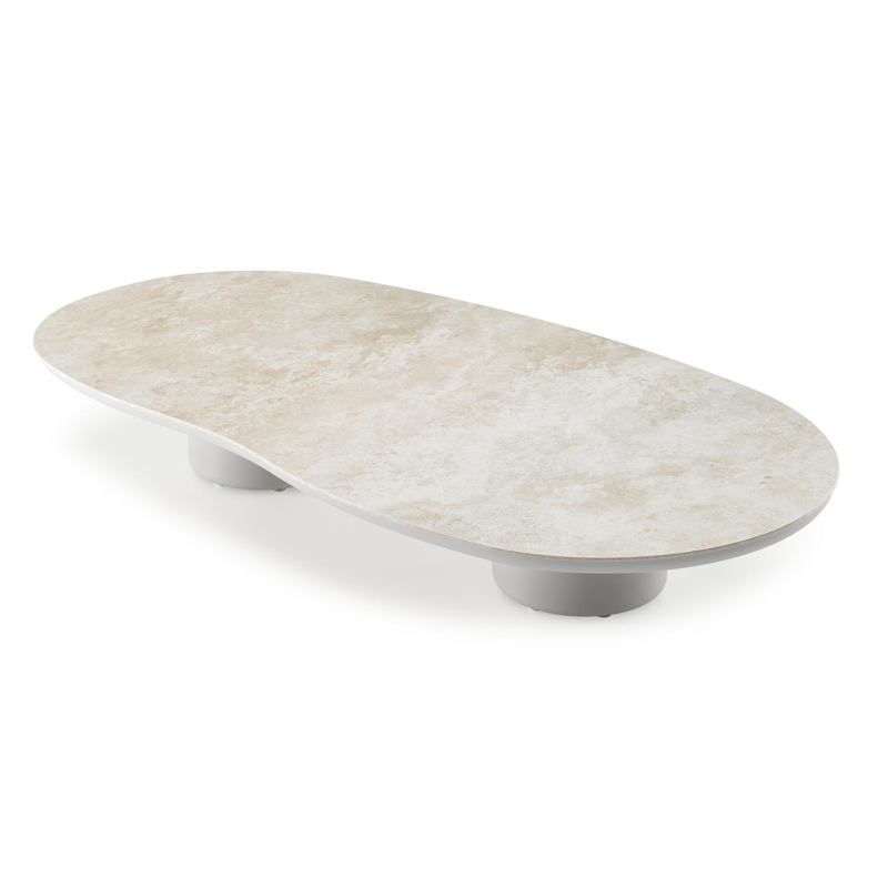 Amico loungetafel organisch in wit aluminium en volkeramiek Rapolano - L 170 x B 91 x H 25 cm