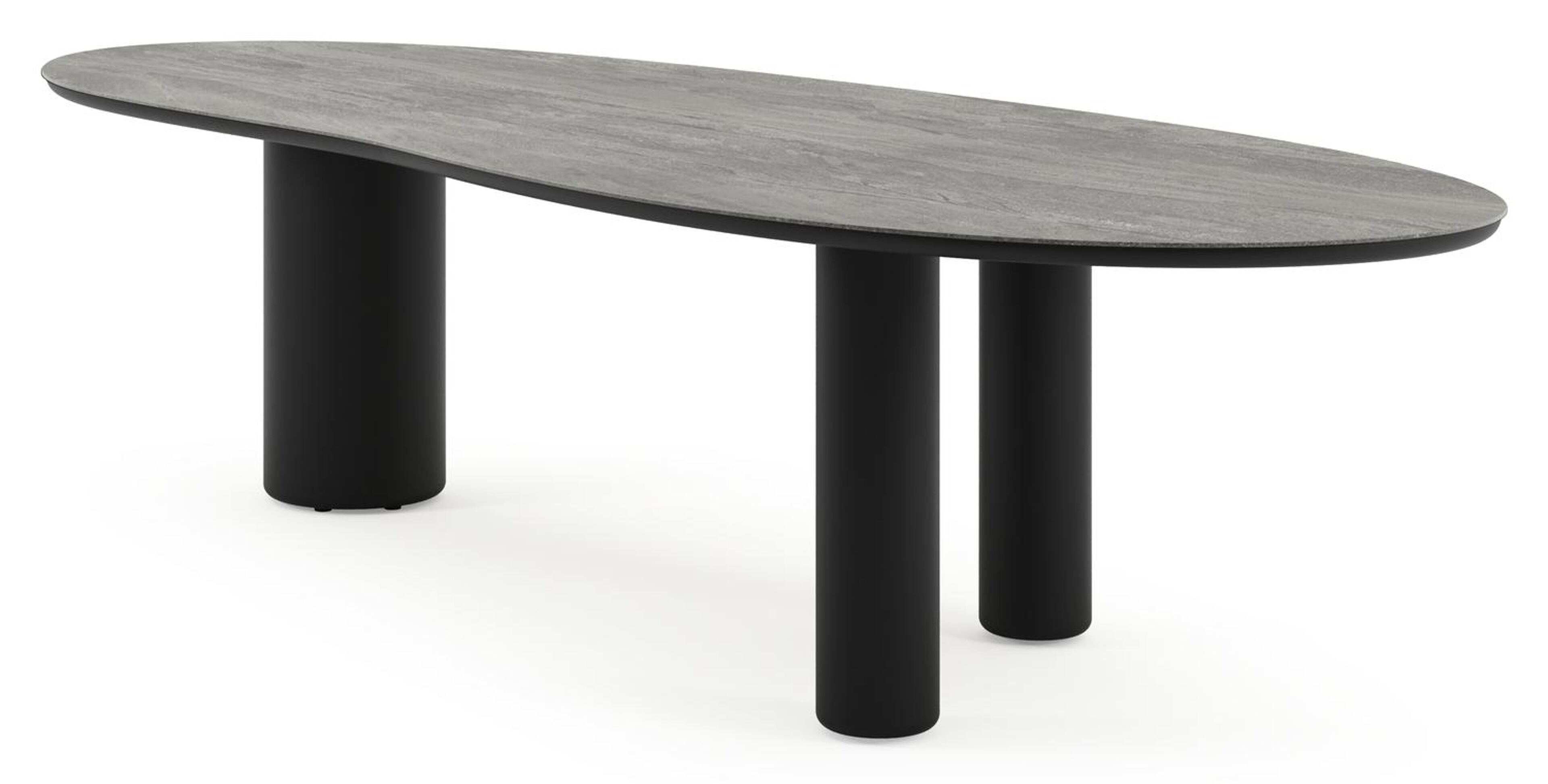 Table de jardin Amico organique en aluminium noir et céramique pleine Aspen Grey - Lg. 320 x Lrg. 120 x Haut. 74 cm