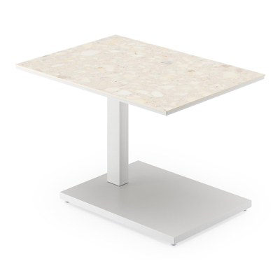 Cirello bijzettafel in wit aluminium en retrostone volkeramiek - L 70 x B 80 x H 66 cm