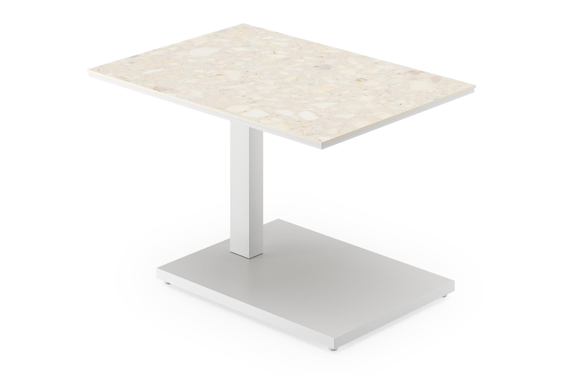 Cirello bijzettafel in wit aluminium en retrostone volkeramiek - L 70 x B 80 x H 66 cm