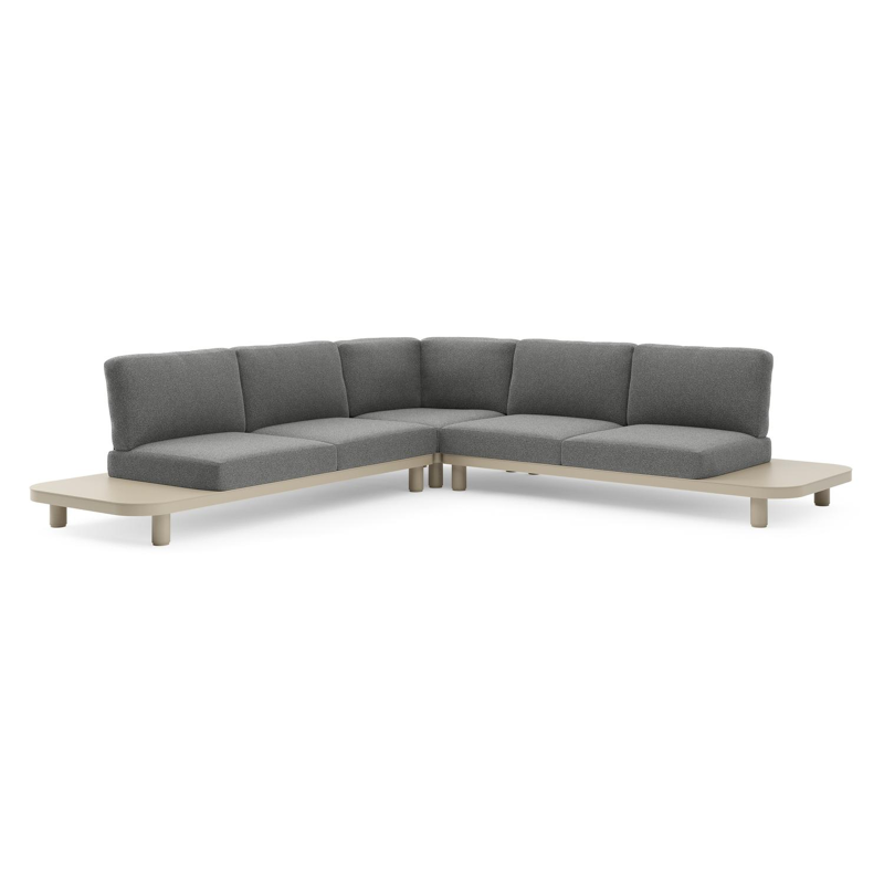 Salon de jardin d'angle Donato en aluminium beige et coussins en all weather cosytica catania black