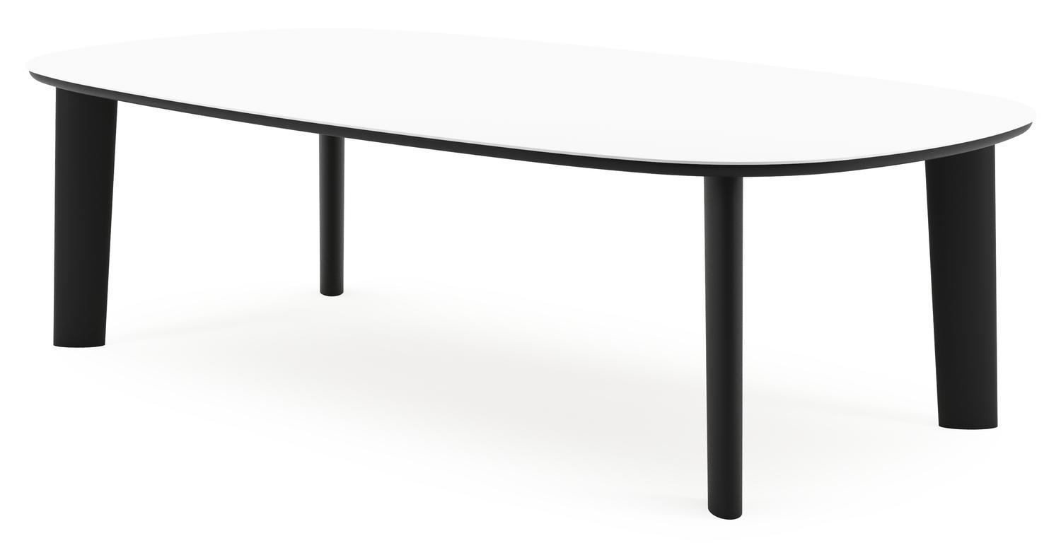 Amico tuintafel bombo xl in zwart aluminium en volkeramiek Arctic White - L 270 x B 148 x H 73.5 cm