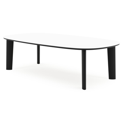 Amico tuintafel bombo xl in zwart aluminium en volkeramiek Arctic White - L 270 x B 148 x H 73.5 cm