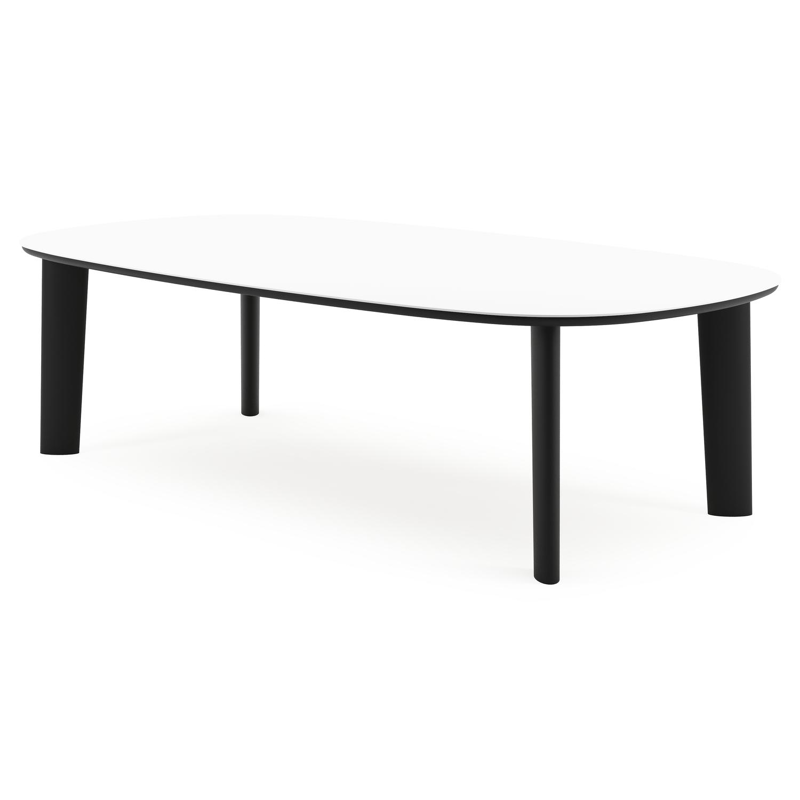 Amico tuintafel bombo xl in zwart aluminium en volkeramiek Arctic White - L 270 x B 148 x H 73.5 cm