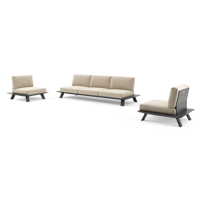 Cesano loungeset in zwart aluminium met althea chalk all weather Cosytica kussen