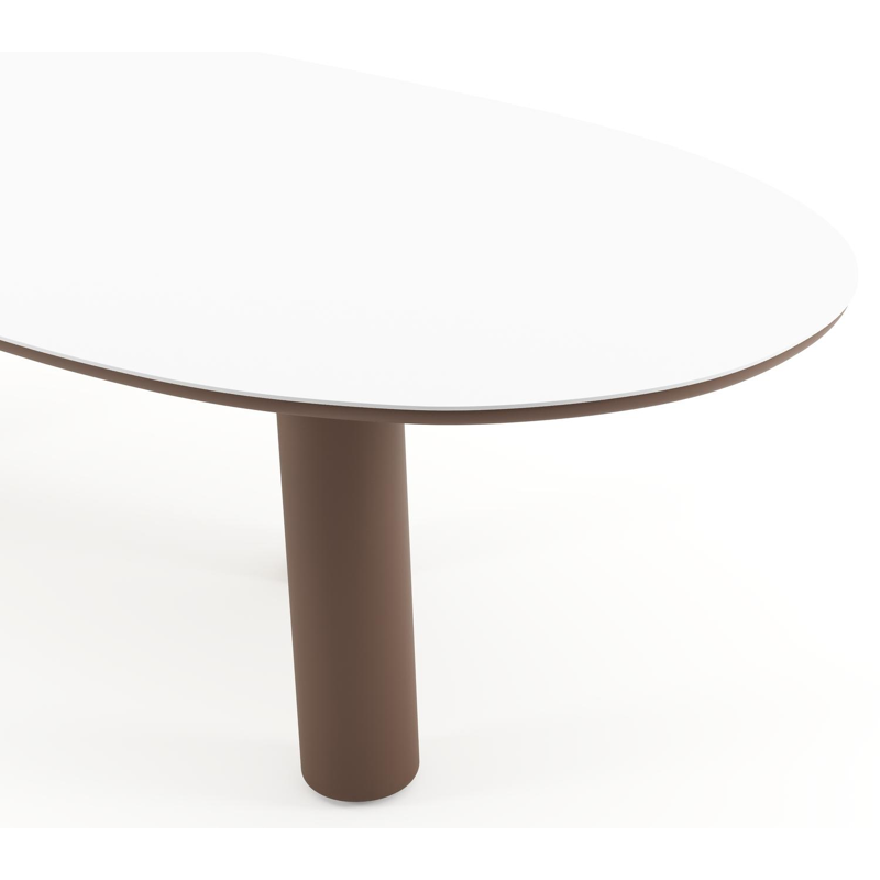 Amico tuintafel organisch in taupe aluminium en volkeramiek Arctic White - L 280 x B 120 x H 73.5 cm