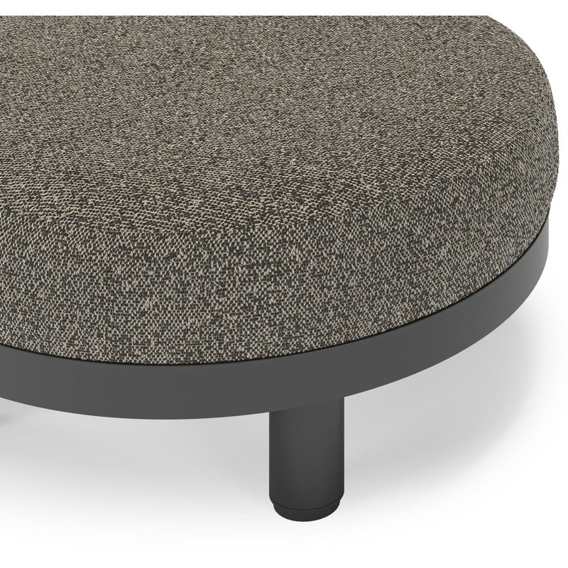 Salon de jardin pouf Donato en aluminium noir et coussins en all Weather cosytica Marbella Tunder