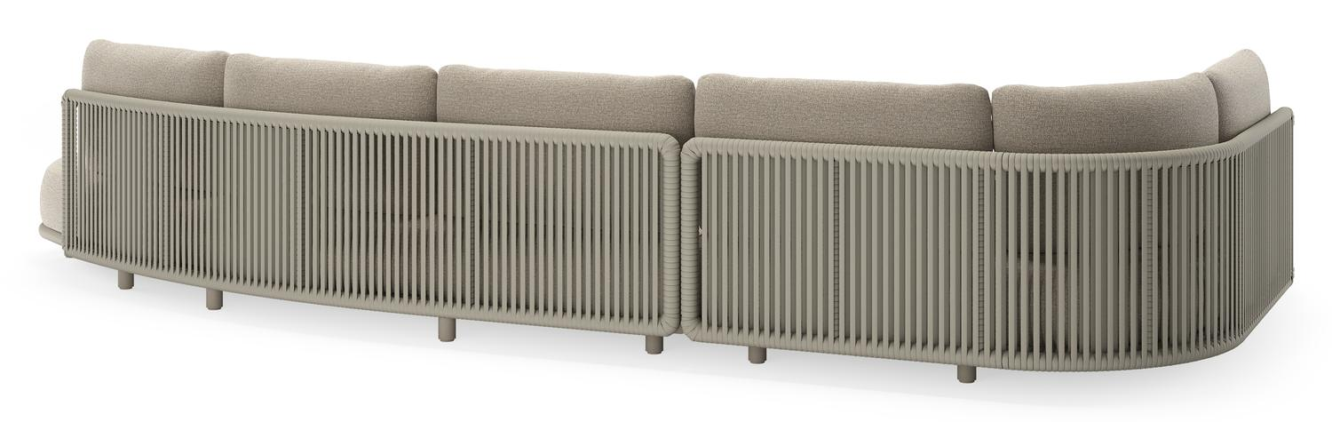 Salon de jardin d'angle Lomano en aluminium beige et corde luxe plate tissÃ©e verticalement beige et coussins en all weather cosytica Catania Sand