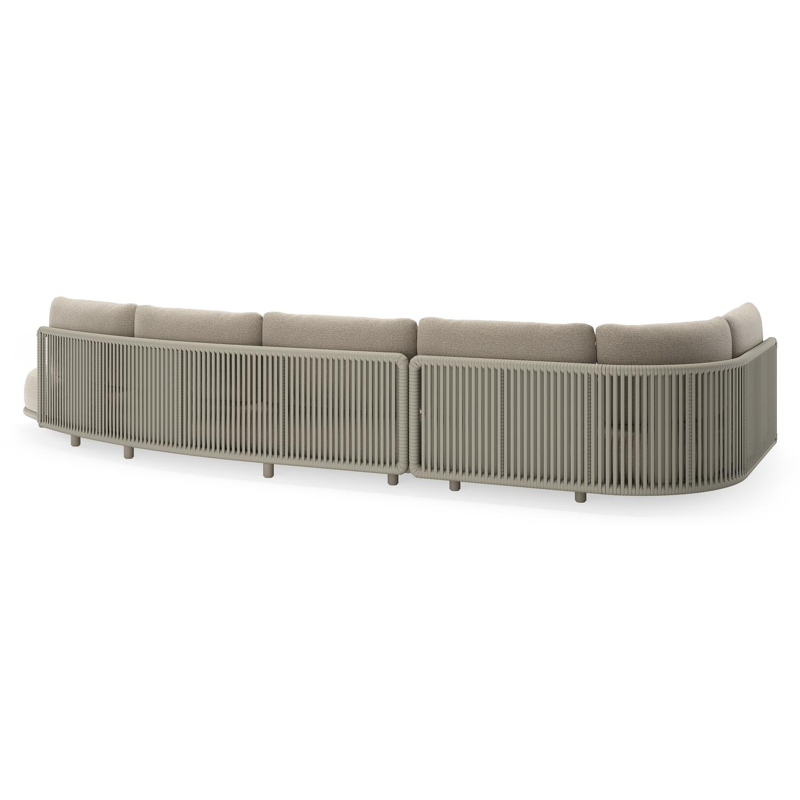 Lomano loungehoek in beige aluminium en beige verticaal geweven luxe vlakke rope met Catania Sand all weather cosytica