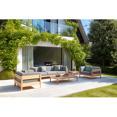 Borgo loungeset (incl. kussens in All Weather Sunbrella® Luxe) naturel-grijs - teak en all weather sunbrella® luxe - 5 personen