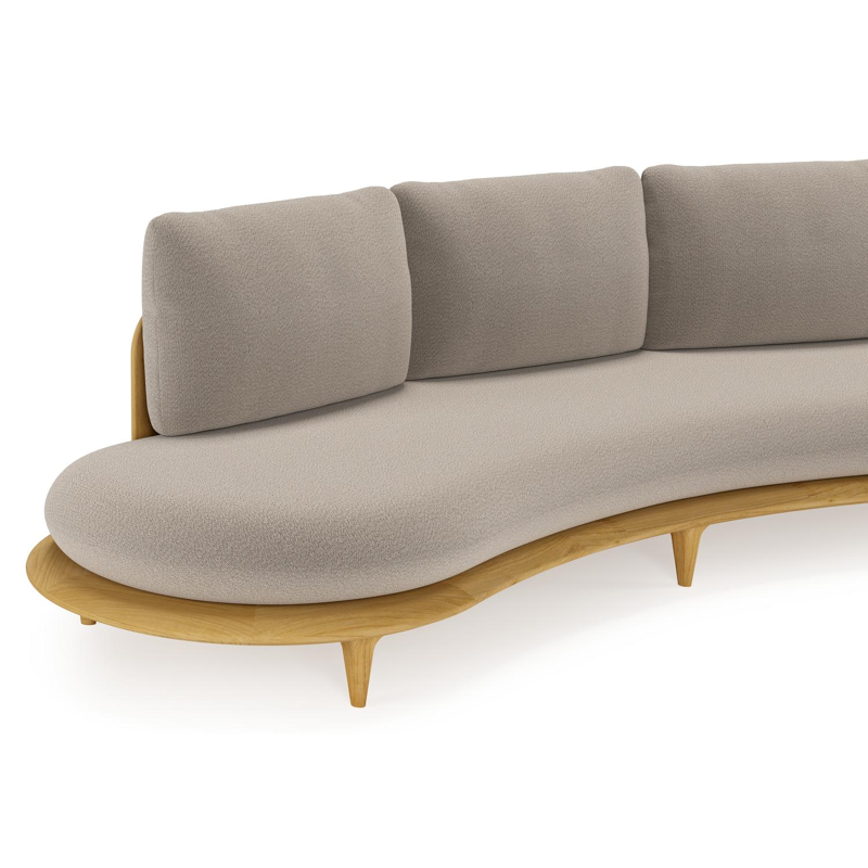 Bomero loungeset in teak met savane coconut all weather sunbrella® luxe kussen