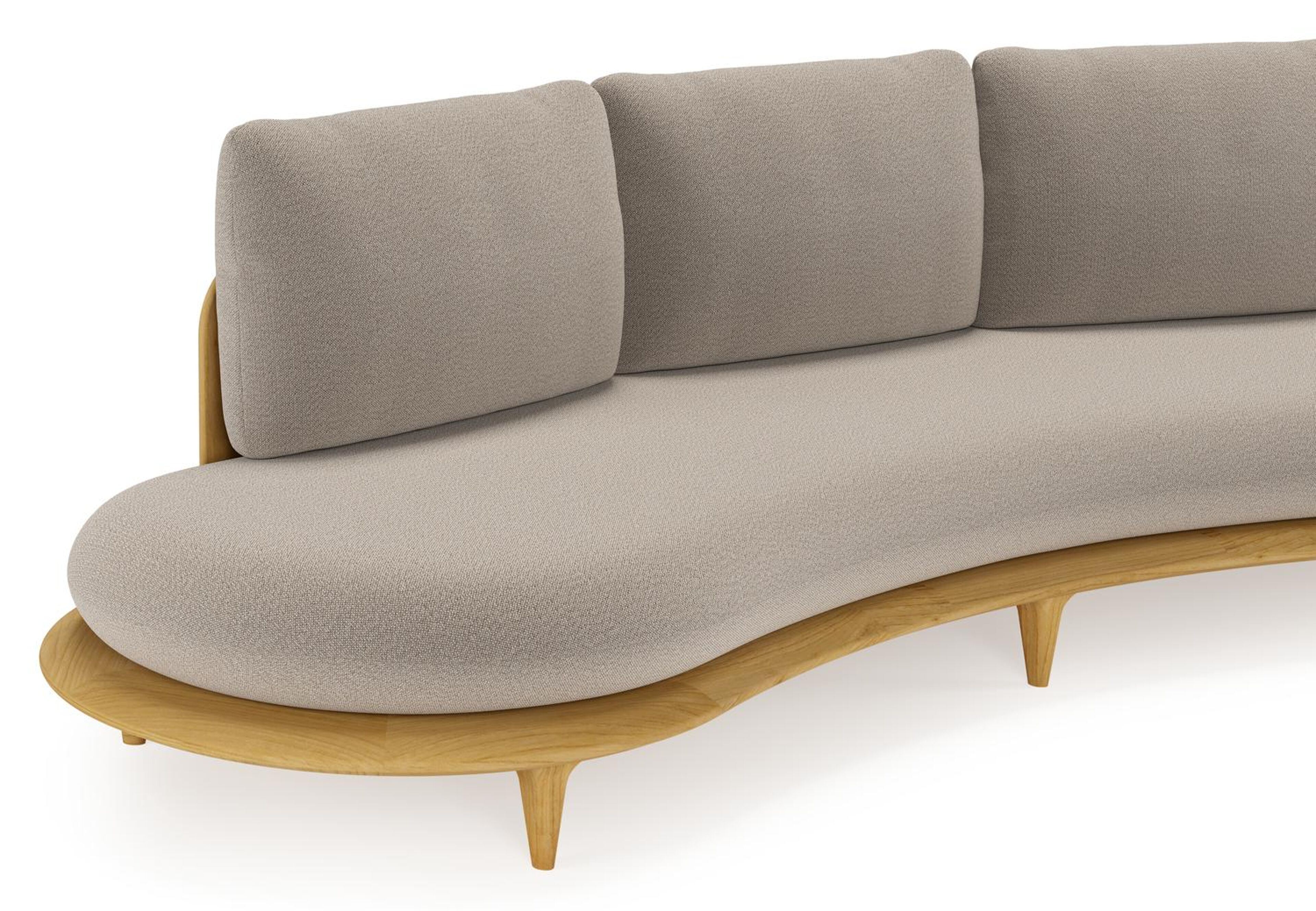 Bomero loungeset in teak met savane coconut all weather sunbrella® luxe kussen