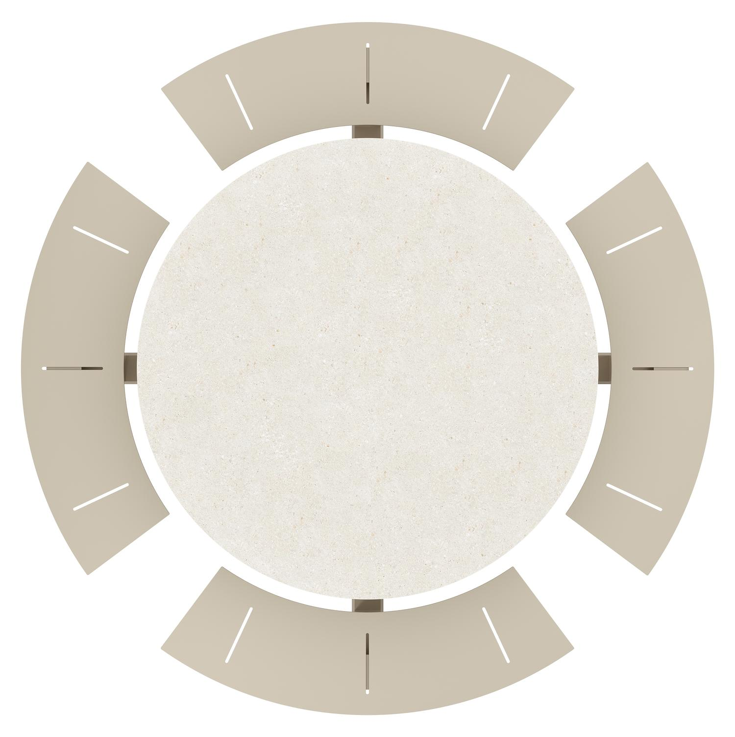 Rondino picknicktafel in beige aluminium en volkeramiek Shilin - Dia. 148 cm