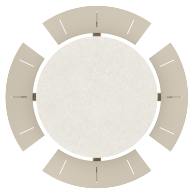 Rondino picknicktafel in beige aluminium en volkeramiek Shilin - Dia. 148 cm