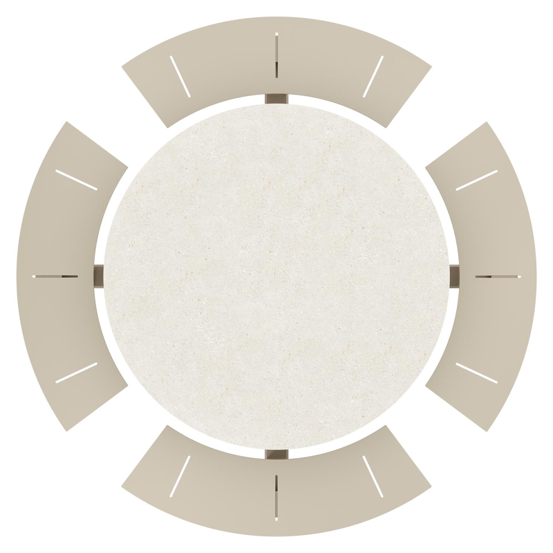 Table de pique-nique Rondino en aluminium beige et céramique pleine Shilin - Diam. 148 cm