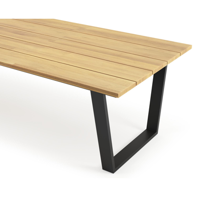 Pagino tuintafel rechthoekig in zwart aluminium en teak - L 340 x B 110 x H 73,5 cm