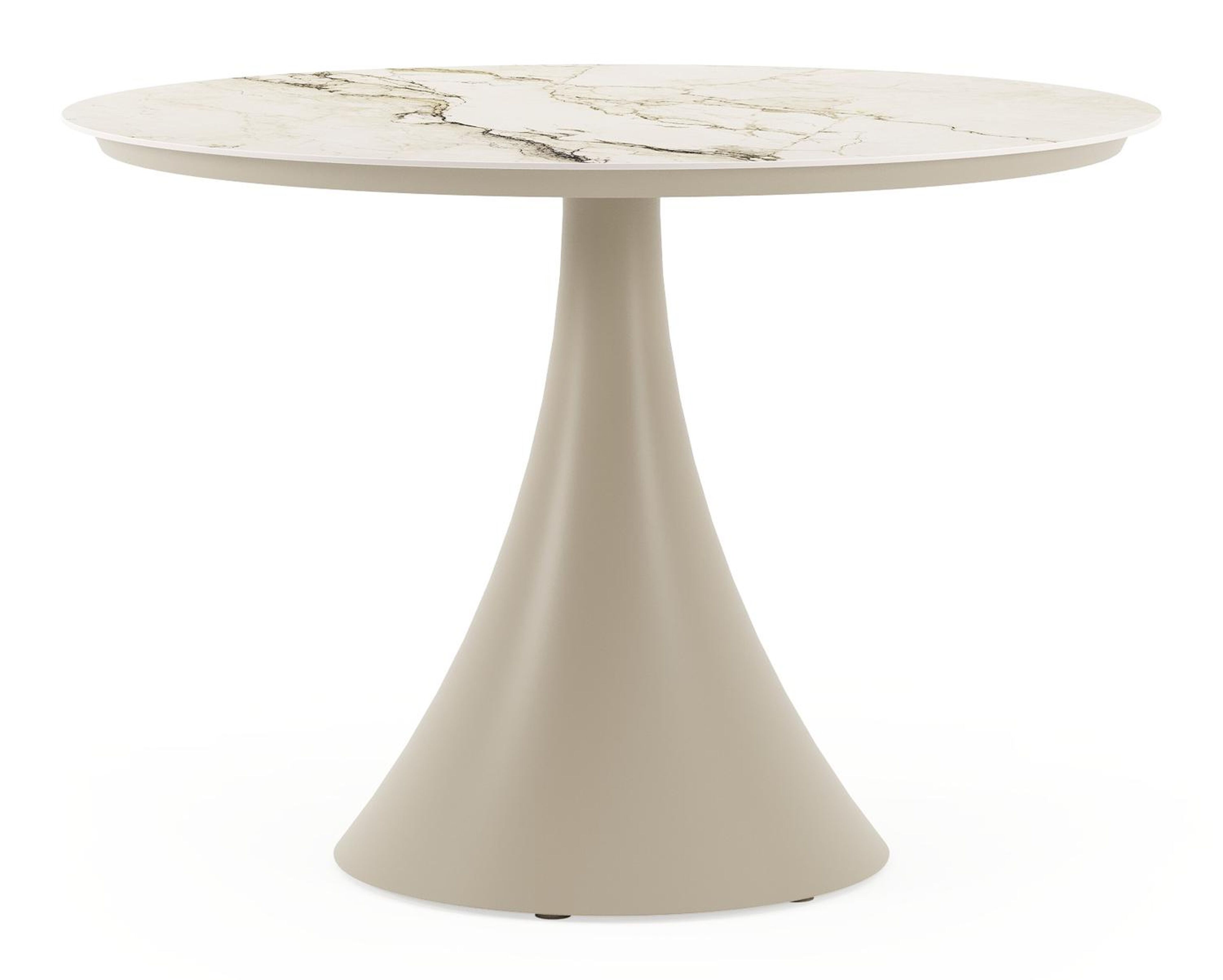 Fano tuintafel rond in beige aluminium en volkeramiek Colorado Dunes Dia. 110 x H 75 cm