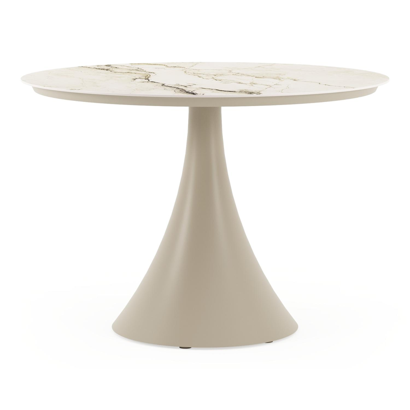 Fano tuintafel rond in beige aluminium en volkeramiek Colorado Dunes Dia. 110 x H 75 cm