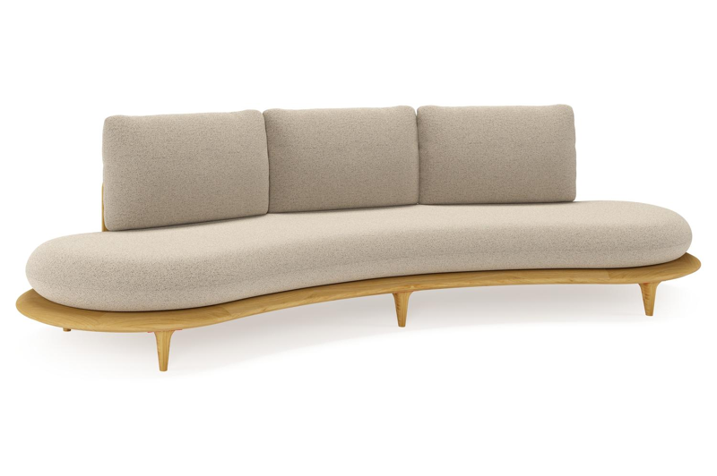 Bomero loungebank in teak met marbella beige all weather cosytica kussen