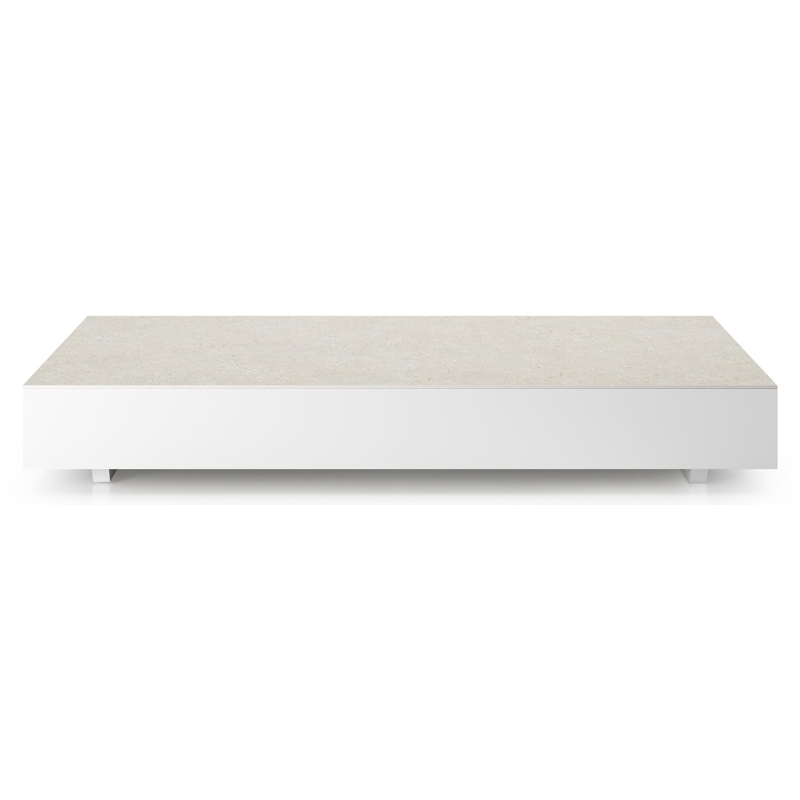 Como loungetafel in wit aluminium en shilin volkeramiek - L 140 x B 80 x H 20 cm