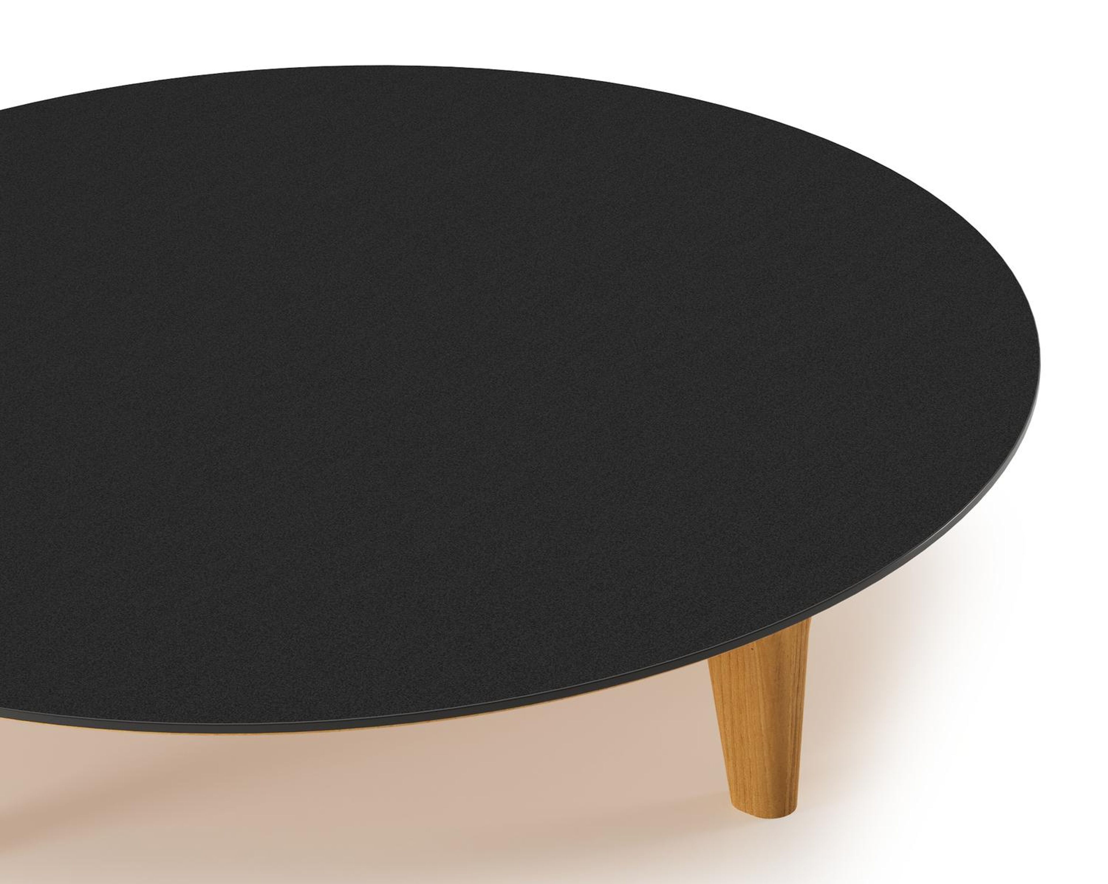 Bomero loungetafel rond in teak en volkeramiek Nero Black - Dia. 85 x H 20 cm