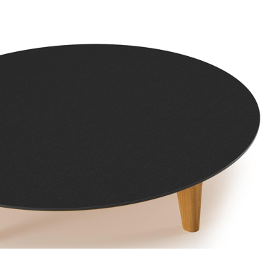 Table de basse Bomero ronde en teck et céramique pleine Nero Black - Diam. 85 x Haut. 20 cm