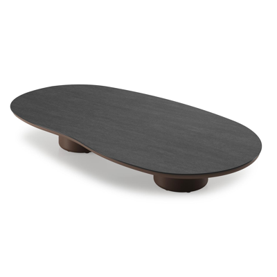 Amico loungetafel organisch in taupe aluminium en volkeramiek Basalt Black - L 170 x B 91 x H 25 cm