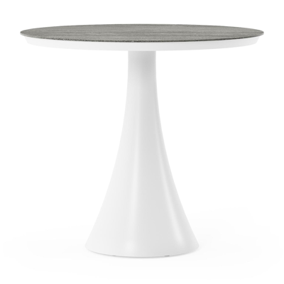 Fano tuintafel rond in wit aluminium en volkeramiek Aspen Grey - Dia. 85 x H 75 cm