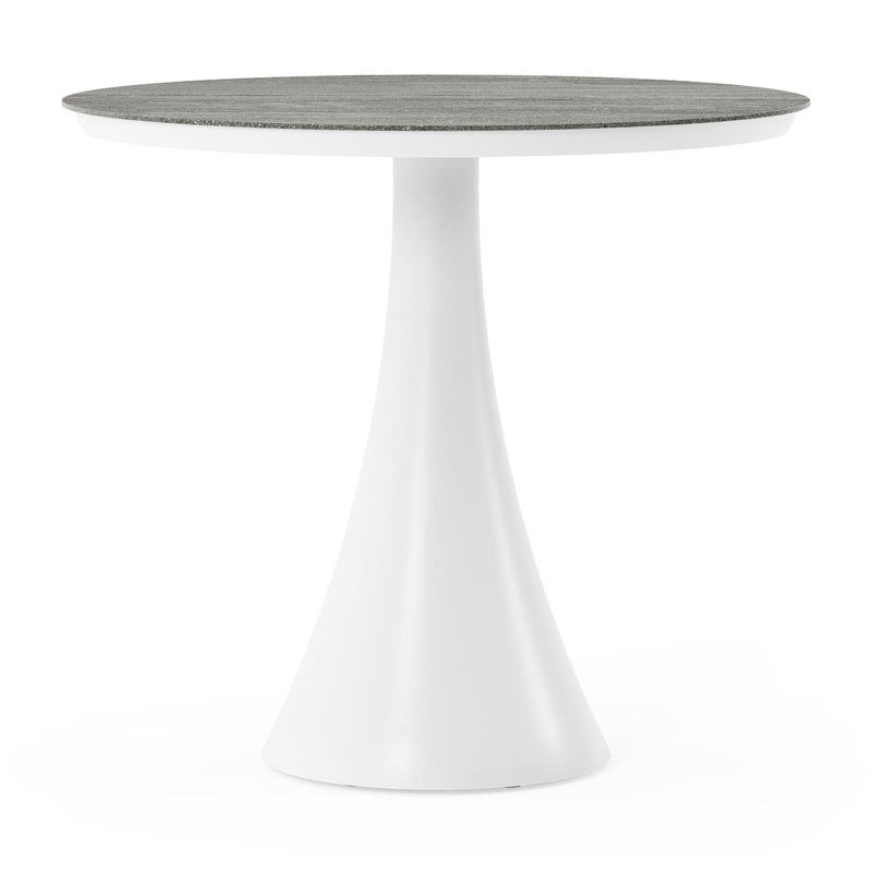 Fano tuintafel rond in wit aluminium en volkeramiek Aspen Grey - Dia. 85 x H 75 cm
