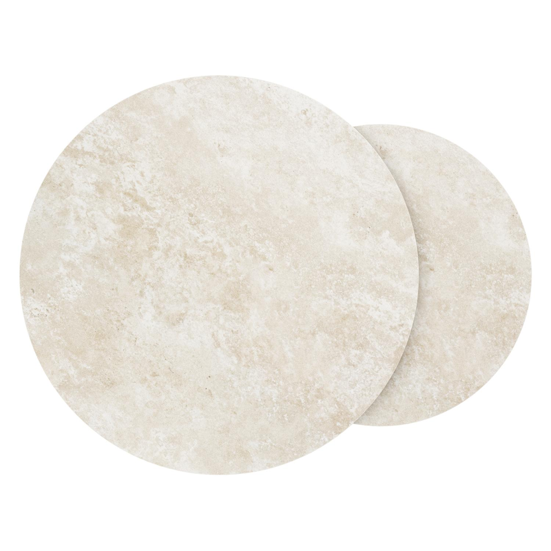 Ensemble de 2 tables basses Fano ronde en aluminium blanc et céramique pleine Rapolano - Diam. 85/65 x Haut. 35/30 cm