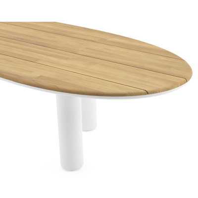 Amico tuintafel organisch in wit aluminium en teak - L 320 x B 120 x H 73.5 cm